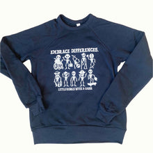 Load image into Gallery viewer, Embrace Differences. Raglan Sweatshirt (toddler + youth)
