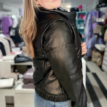 Load image into Gallery viewer, Butter Faux Leather Puffer Jacket/Vest in Black
