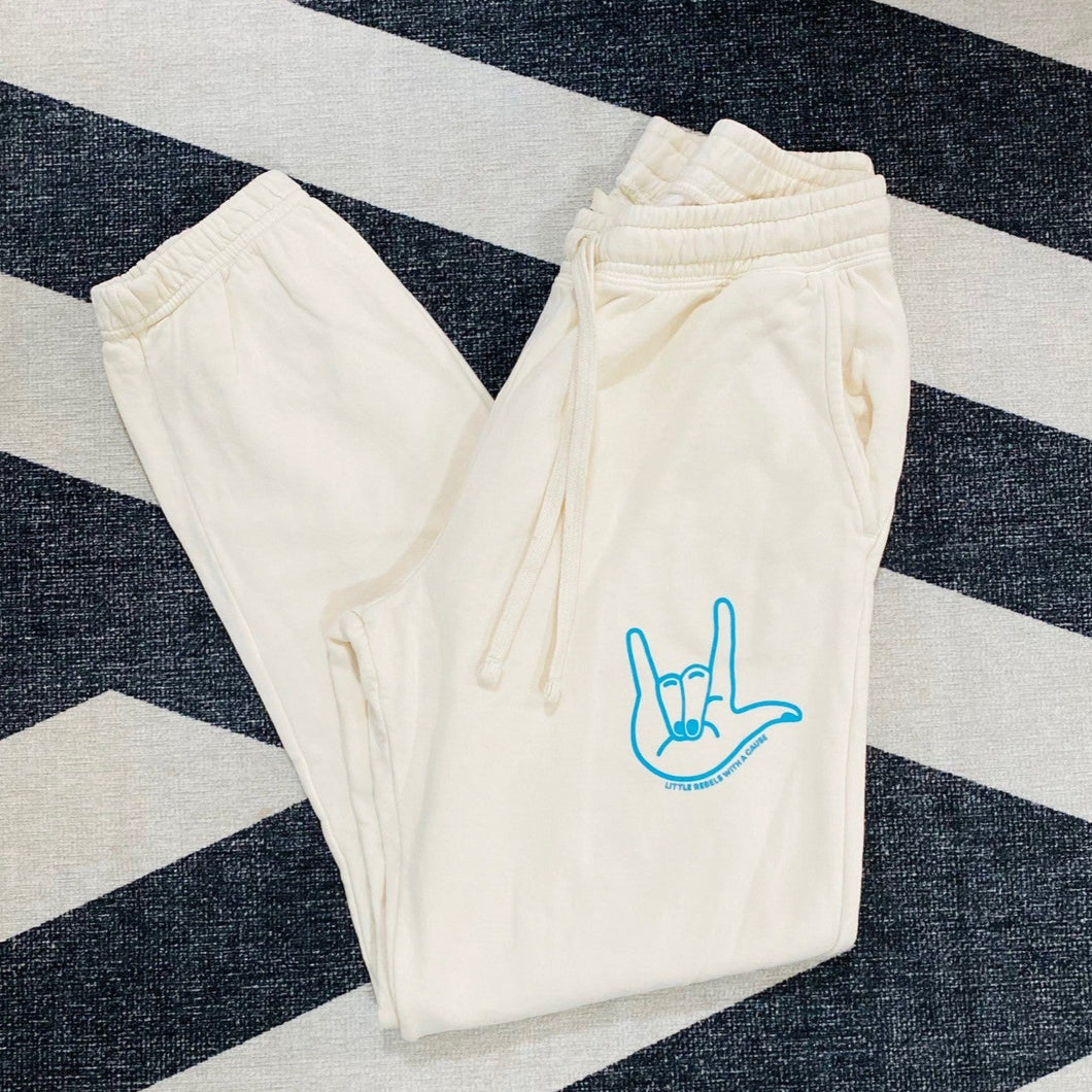 I Love You Garment-Dyed Sweatpants ~ Ivory