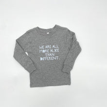 Load image into Gallery viewer, We are all more alike than different. Toddler Long Sleeve - Grey
